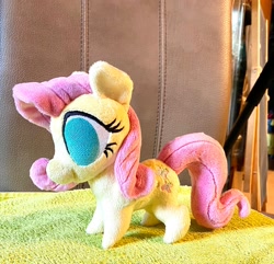 Size: 2048x1972 | Tagged: safe, artist:rtryart, derpibooru import, fluttershy, pegasus, pony, chibi, female, folded wings, irl, mare, photo, plushie, solo, standing, wings