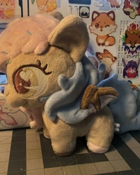 Size: 1440x1800 | Tagged: safe, artist:emberfallplush, derpibooru import, oc, oc only, bat pony, pony, bat wings, bow, chibi, commission, female, irl, photo, plushie, solo, standing, wings