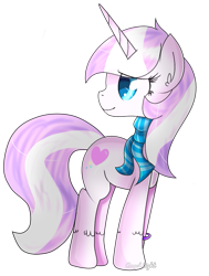 Size: 701x925 | Tagged: safe, artist:angellightyt, derpibooru import, oc, oc only, pony, unicorn, clothes, female, horn, looking back, mare, scarf, simple background, solo, transparent background, unicorn oc