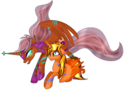 Size: 3380x2468 | Tagged: safe, alternate version, artist:angellightyt, derpibooru import, oc, oc only, alicorn, pony, alicorn oc, background removed, base used, duo, female, horn, lying down, mare, nightmarified, prone, simple background, transparent background, wings