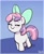 Size: 1509x1857 | Tagged: safe, artist:heretichesh, derpibooru import, sweetie belle, pony, unicorn, alternate hairstyle, blushing, bow, cute, diasweetes, eyes closed, female, filly, foal, gradient background, hair bow, mane swap, signature, smiling, solo