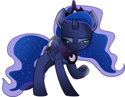 Size: 8612x6639 | Tagged: safe, artist:lincolnbrewsterfan, derpibooru exclusive, derpibooru import, part of a series, part of a set, princess luna, alicorn, pony, series:apri(luna) fools!, my little pony: the movie, .svg available, absurd resolution, aftermath, april fools, april fools 2023, bags under eyes, blue eyes, blue mane, blue tail, contemplating, crown, cute, cyan eyes, derpibooru, description is relevant, ethereal mane, ethereal tail, female, finale, flowing mane, flowing tail, forehead, head down, high angle, highlights, hoof heart, horn, inkscape, jewelry, lidded eyes, long horn, long mane, long tail, looking down, mare, meta, missing accessory, moon, movie accurate, overhead view, peytral, question and answer, raised hoof, raised leg, regalia, sad, sadorable, simple background, solo, standing, svg, tail, teal eyes, tired, transparent background, transparent mane, transparent tail, underhoof, vector