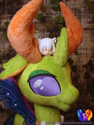 Size: 2304x3072 | Tagged: safe, artist:1stastrastudio, derpibooru import, thorax, changedling, changeling, antlers, commission, horn, irl, king thorax, male, photo, plushie, solo, standing, wings