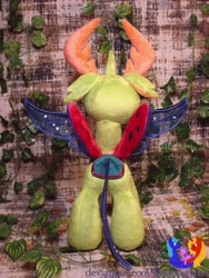 Size: 2304x3072 | Tagged: safe, artist:1stastrastudio, derpibooru import, thorax, changedling, changeling, antlers, commission, horn, irl, king thorax, male, photo, plushie, solo, standing, wings