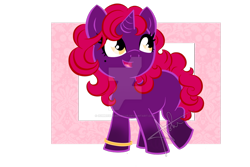 Size: 900x600 | Tagged: safe, artist:gummysharkcircus, derpibooru import, oc, unicorn, deviantart watermark, female, filly, foal, horn, obtrusive watermark, simple background, solo, transparent background, unicorn oc, watermark