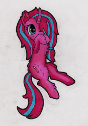 Size: 2920x4160 | Tagged: safe, artist:backgroundpony#f352, derpibooru import, oc, oc only, pony, unicorn, cute, eyes open, female, fluffy, hair over one eye, horn, mare, solo, traditional art