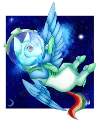 Size: 1453x1771 | Tagged: safe, artist:midnightmagic15, derpibooru import, rainbow dash, pegasus, pony, astronaut, helmet, solo, space, spacesuit, spread wings, wings