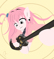 Size: 1080x1180 | Tagged: safe, artist:reinbou, derpibooru import, earth pony, pony, 1957 les paul custom reissue, anime, bocchi the rock!, electric guitar, guitar, hitori gotou, les paul, musical instrument, ponified, simple background, solo, species swap