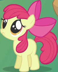 Size: 771x958 | Tagged: safe, derpibooru import, screencap, apple bloom, earth pony, pony, friendship is magic, apple bloom's bow, bow, cropped, female, filly, foal, hair bow, mare, solo focus