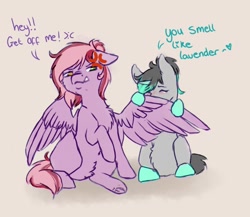 Size: 1878x1627 | Tagged: safe, artist:midnightmagic15, derpibooru import, oc, oc only, pony, unicorn, annoyed, chest fluff, cross-popping veins, dialogue, emanata, eyes closed, spread wings, unamused, wings