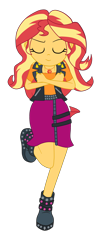 Size: 1900x4718 | Tagged: safe, artist:gmaplay, derpibooru import, sunset shimmer, better together, cheer you on, equestria girls, boots, clothes, crossed arms, cutie mark on clothes, eyebrows, eyes closed, geode of empathy, grin, jewelry, leather, leather vest, magical geodes, necklace, raised eyebrow, shoes, shoulderless shirt, simple background, skirt, smiling, solo, spikes, transparent background, vest