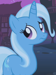 Size: 484x645 | Tagged: safe, derpibooru import, screencap, trixie, pony, unicorn, boast busters, season 1, cropped, cute, diatrixes, female, fraud, frown, mare, night, sad