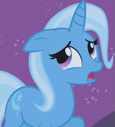 Size: 647x720 | Tagged: safe, derpibooru import, screencap, trixie, pony, unicorn, boast busters, season 1, cropped, cute, diatrixes, ears, female, floppy ears, mare, night, sad, solo