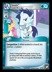 Size: 344x480 | Tagged: safe, derpibooru import, dizzy twister, orange swirl, soarin', equestria games (episode), ccg, clothes, enterplay, equestrian odysseys, merchandise, uniform