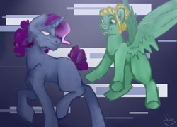 Size: 1280x915 | Tagged: safe, artist:sallybatbrigade, derpibooru import, oc, oc only, pegasus, unicorn