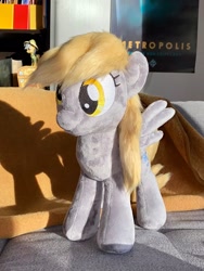 Size: 1536x2048 | Tagged: safe, artist:rtryart, derpibooru import, derpy hooves, pegasus, pony, female, irl, mare, photo, plushie, smiling, solo, spread wings, standing, wings