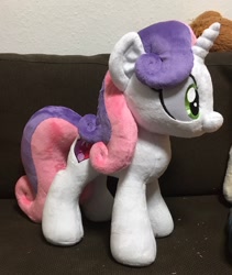 Size: 1726x2048 | Tagged: safe, artist:rtryart, derpibooru import, sweetie belle, pony, unicorn, female, horn, irl, photo, plushie, smiling, solo, standing