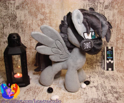 Size: 2787x2304 | Tagged: safe, artist:1stastrastudio, derpibooru import, oc, pegasus, pony, commission, face mask, irl, male, mask, photo, plushie, solo, spread wings, stallion, standing, wings