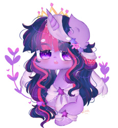 Size: 1024x1106 | Tagged: safe, artist:magicangelstarartist, derpibooru import, twilight sparkle, unicorn, clothes, crown, jewelry, looking at you, lying down, prone, regalia, simple background, solo, white background