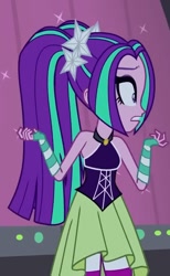 Size: 595x969 | Tagged: safe, derpibooru import, screencap, aria blaze, equestria girls, rainbow rocks, bare shoulders, clothes, dress, female, sleeveless, solo