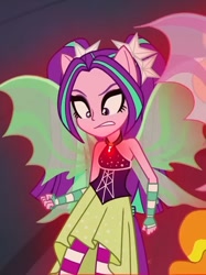 Size: 637x853 | Tagged: safe, derpibooru import, screencap, aria blaze, equestria girls, rainbow rocks, bare shoulders, clothes, dress, female, sleeveless, solo