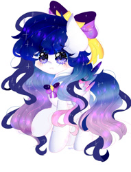 Size: 781x1023 | Tagged: safe, artist:magicangelstarartist, derpibooru import, oc, oc only, oc:angelili, pegasus, pony, bow, ethereal mane, female, mare, multicolored hair, simple background, solo, starry mane