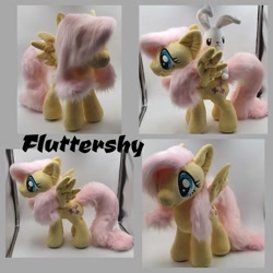 Size: 1080x1080 | Tagged: safe, artist:varonya, derpibooru import, angel bunny, fluttershy, pegasus, pony, rabbit, animal, duo, duo male and female, female, irl, male, mare, photo, plushie, spread wings, standing, wings