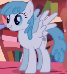 Size: 303x335 | Tagged: safe, derpibooru import, screencap, lightning bolt, white lightning, pegasus, pony, friendship is magic, background character, background pony, cropped, female, mare, solo focus, spread wings, wings