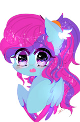 Size: 722x1107 | Tagged: safe, artist:magicangelstarartist, derpibooru import, oc, oc only, pegasus, pony, bust, commission, female, mare, multicolored hair, portrait, simple background, solo