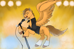 Size: 1280x854 | Tagged: safe, artist:sallybatbridge, derpibooru import, oc, oc:blazing voice, pegasus, singing, solo