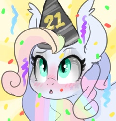 Size: 727x757 | Tagged: safe, artist:h0rsefeathers, derpibooru import, oc, oc only, bat pony, pony, hat, party hat, solo