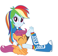 Size: 1070x1024 | Tagged: safe, derpibooru import, rainbow dash, scootaloo, equestria girls, g4