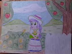 Size: 960x720 | Tagged: safe, artist:justaviewer94, derpibooru import, sweetie belle, human, apple orchard, humanized, orchard