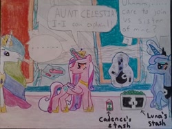 Size: 720x540 | Tagged: safe, artist:justaviewer94, derpibooru import, princess cadance, princess celestia, princess luna, castle, drugs, marijuana