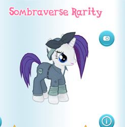 Size: 394x400 | Tagged: safe, derpibooru import, screencap, rarity, pony, gameloft, rarity the riveter