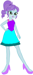Size: 780x1742 | Tagged: safe, artist:rainbowstarcolour262, derpibooru import, crystal lullaby, human, equestria girls, background human, clothes, curly hair, dress, fall formal outfits, female, hand on hip, high heels, lipstick, ponytail, shoes, simple background, sleeveless, sleeveless dress, solo, transparent background