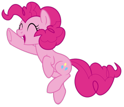 Size: 4512x3888 | Tagged: safe, artist:tersisa, derpibooru import, pinkie pie, earth pony, pony, eyes closed, female, happy, high res, mare, open mouth, raised hoof, raised leg, show accurate, simple background, solo, transparent background