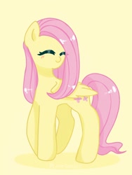 Size: 768x1024 | Tagged: safe, artist:iamsmileo, derpibooru import, fluttershy, pegasus, pony, simple background, solo, yellow background