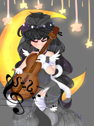 Size: 1024x1366 | Tagged: safe, artist:magicangelstarartist, derpibooru import, octavia melody, human, cello, humanized, musical instrument, musician, simple background, solo