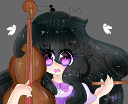 Size: 992x806 | Tagged: safe, artist:magicangelstarartist, derpibooru import, octavia melody, human, bowtie, cello, humanized, musical instrument, simple background, solo