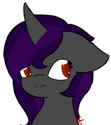 Size: 370x415 | Tagged: safe, artist:starstrucksocks, derpibooru import, oc, oc only, unicorn, bust, eyes open, female, horn, looking sideways, mare, red eyes, simple background, solo, transparent background