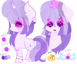 Size: 979x816 | Tagged: safe, artist:magicangelstarartist, derpibooru import, oc, oc only, oc:angel star, earth pony, pony, unicorn, female, mare, multicolored hair, reference, simple background, solo