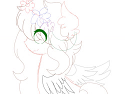 Size: 1024x768 | Tagged: safe, artist:magicangelstarartist, derpibooru import, oc, oc only, oc:black wings, pegasus, pony, female, floral head wreath, flower, mare, simple background, sketch, solo