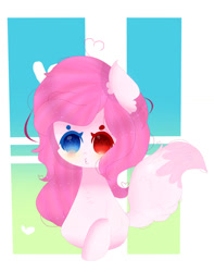 Size: 1024x1298 | Tagged: safe, artist:magicangelstarartist, derpibooru import, oc, oc only, earth pony, blushing, fox tail, heterochromia, pursed lips, raised hoof, raised leg, simple background, solo, tail