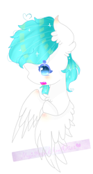 Size: 490x913 | Tagged: safe, artist:magicangelstarartist, derpibooru import, oc, oc only, oc:white cloudy, pegasus, pony, bust, open mouth, simple background, solo