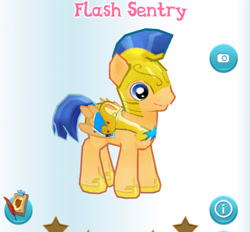 Size: 433x402 | Tagged: safe, derpibooru import, screencap, flash sentry, pony, gameloft