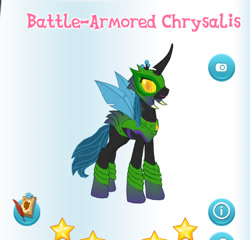 Size: 456x437 | Tagged: safe, derpibooru import, screencap, queen chrysalis, changeling, changeling queen, gameloft