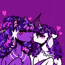 Size: 540x540 | Tagged: safe, artist:rareapples, derpibooru import, oc, oc only, unicorn, 2d, colored, digital art, female, happy, heart, horn, kissing, looking at each other, looking at someone, love, mare, nuzzling, shipping, smiling, smiling at each other, unicorn oc