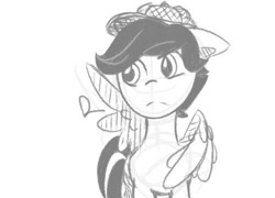 Size: 500x360 | Tagged: safe, derpibooru import, oc, oc only, oc:chopsticks, pegasus, hat, male, monochrome, simple background, sketch, solo, stallion, white background