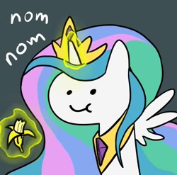 Size: 758x750 | Tagged: safe, derpibooru import, princess celestia, alicorn, pony, banana, food, solo